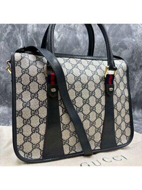 Gucci GG Sherry Line Shoulder Bag 2-Way Navy